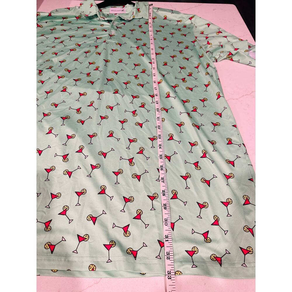 Proud Ninety Men’s 2XL Golf Polo Mint Green Martini Cocktail Print Shirt - Picture 6 of 7